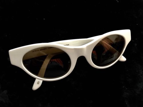 Vintage Christian Roth Cat Eyed White Sungases With A Leather Carrera Case