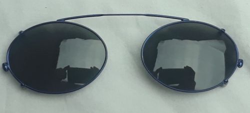 VINTAGE LUXOTICCA CLIP ON SUNGLASSES RARE BLUE METALLIC FRAME ITALY OVAL