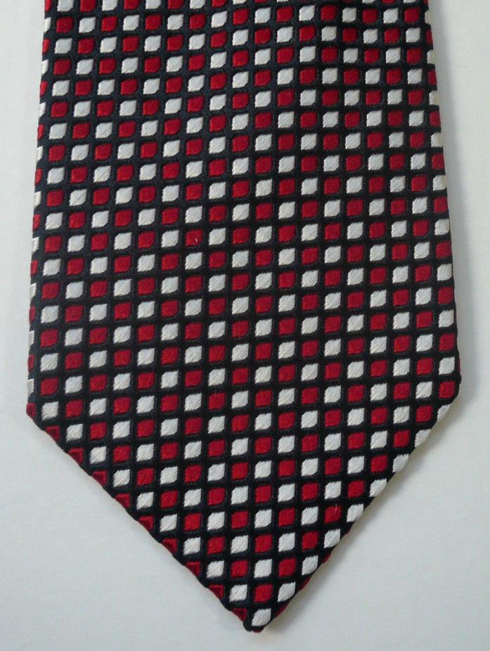 Vtg Fred Hayman Beverly Hills Handmade Silk Tie Red White Black Check England