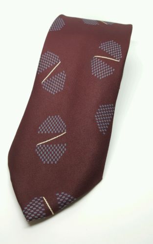 Vintage Giorgio Armani -100% Silk Made in Italy Tie Burgandy Geometric Abstract