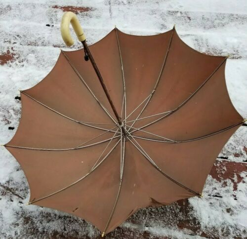 Antique vintage J Handle Umbrella parasol butterfly print silk hng