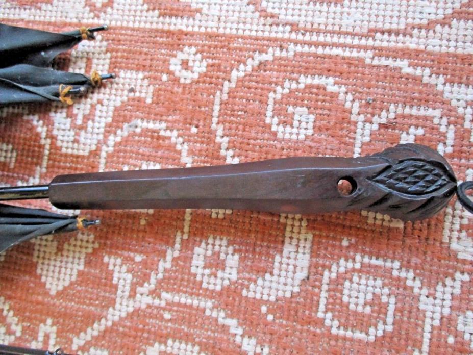 Antique Carved Mahogany Handle Umbrella