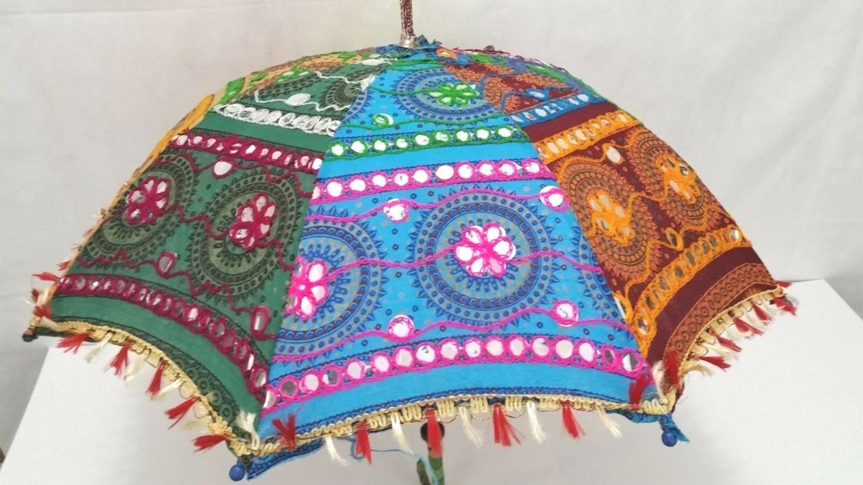 Ladies Small Decorative Parasol Umbrella - Multi-Color Bedazzled Elegant BOHO