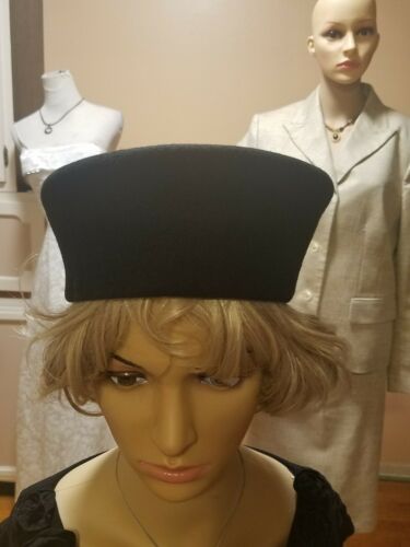 Vintage Bollman black salior look hat doeskin felt 100%wool made in USA