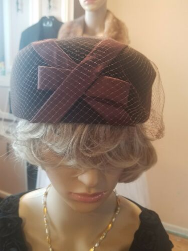Ritz Henry Pollack brown 100% wool hat with netting size medium
