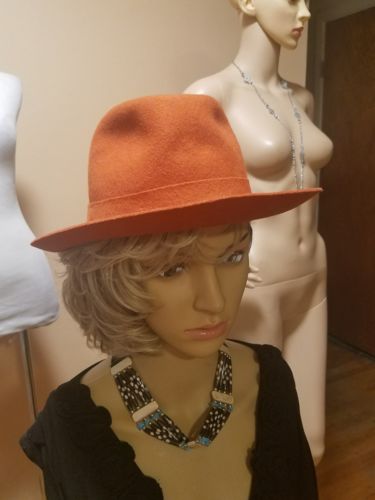 bonwitt Teller madcaps Paris New York 100% wool burnt orange fedora