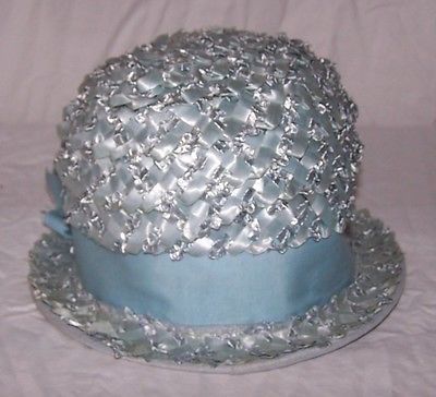 6199 VINTAGE Ladies Aqua Blue Straw Hat SUPER RARE USA Union#