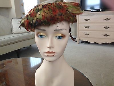 1950's BES BEN Multi fall colored Feather hat