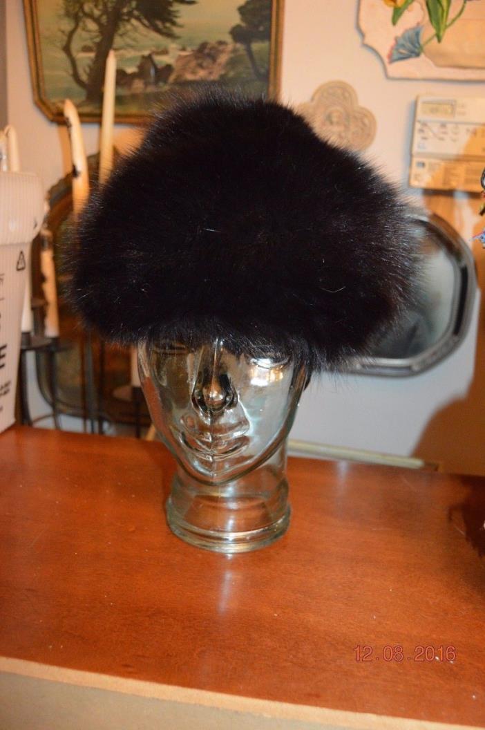 vintage jack mcconnell black fox fur hat-had a red feather