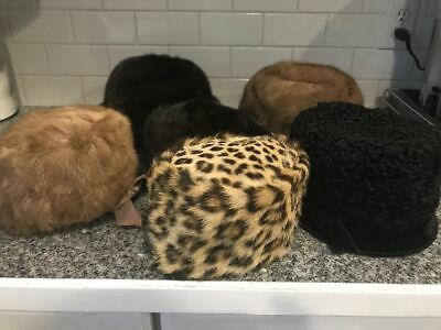 Lot Of 6 Fur Hats Vintage High Quality Mink Spotted Lamb