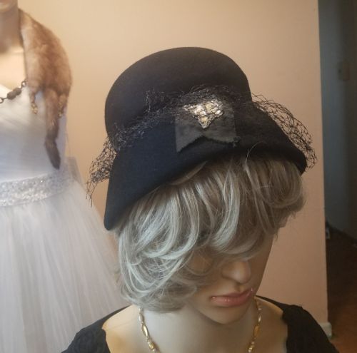 Vintage Glamour Felts union made hat 100% wool black
