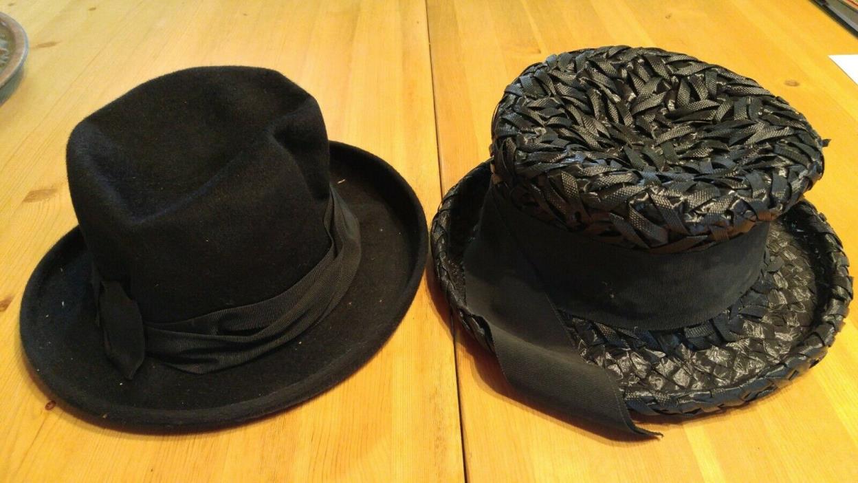 Vintage Ladies Hats, Both Black