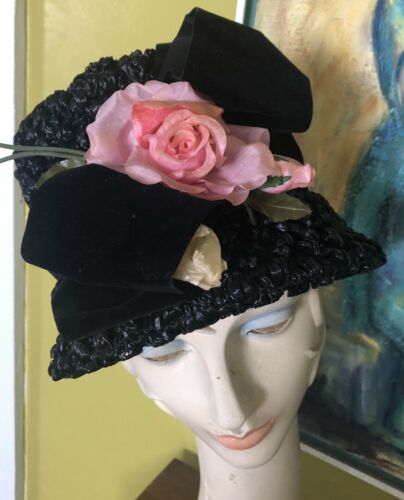 Ladies Vintage Multi Puffy Flower Summer Hat Bonnet