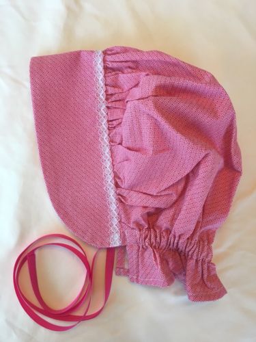 Amish Pilgrim Cival War Womens Sun Bonnet Costume Prairie Pink Cotton Fabric New