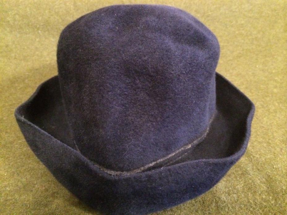 peachbloom velour women's wool felt hat size 22 1/2 navy blue