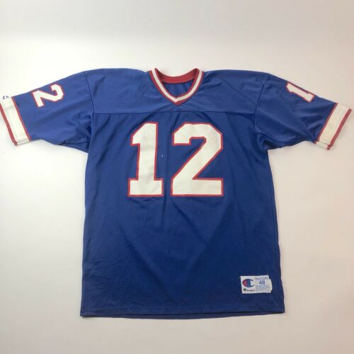 Vintage Mens Champion Football Sports Jersey Blue Number 12 Size 48 XL