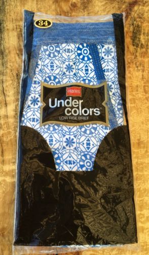 Vintage 1970’s Hanes Under Colors Low Rise Brief Underwear 34 Blue & White NOS
