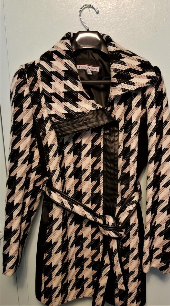KC Collections Black/White Coat US Womens Large Gently Used