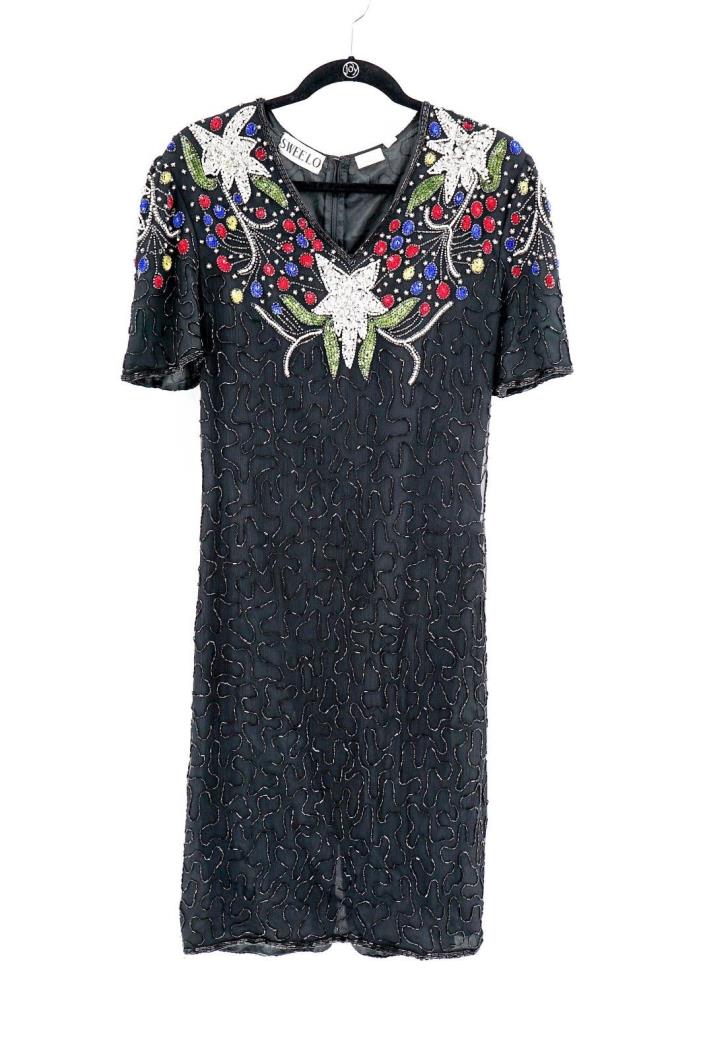Women's Vintage Swee Lo Silk Beaded Dress Size Medium (8-10)