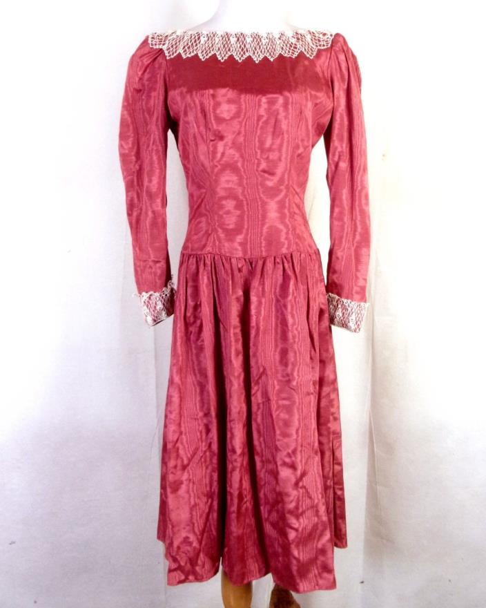 vtg 70s does 10s 20s Victorian Walking Dress Satin Tulle House of Bianchi sz 37