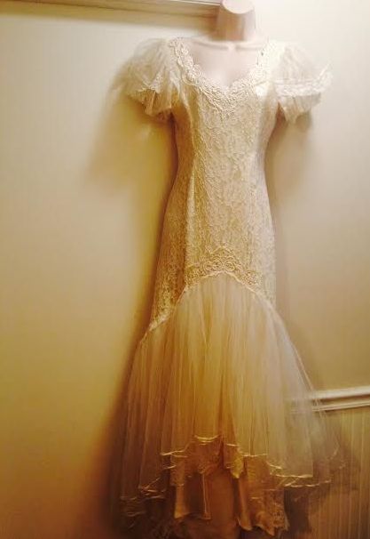 RARE Vtg Susan Lanes Country Elegance Downton Victorian Lace Tulle Wedding Dress