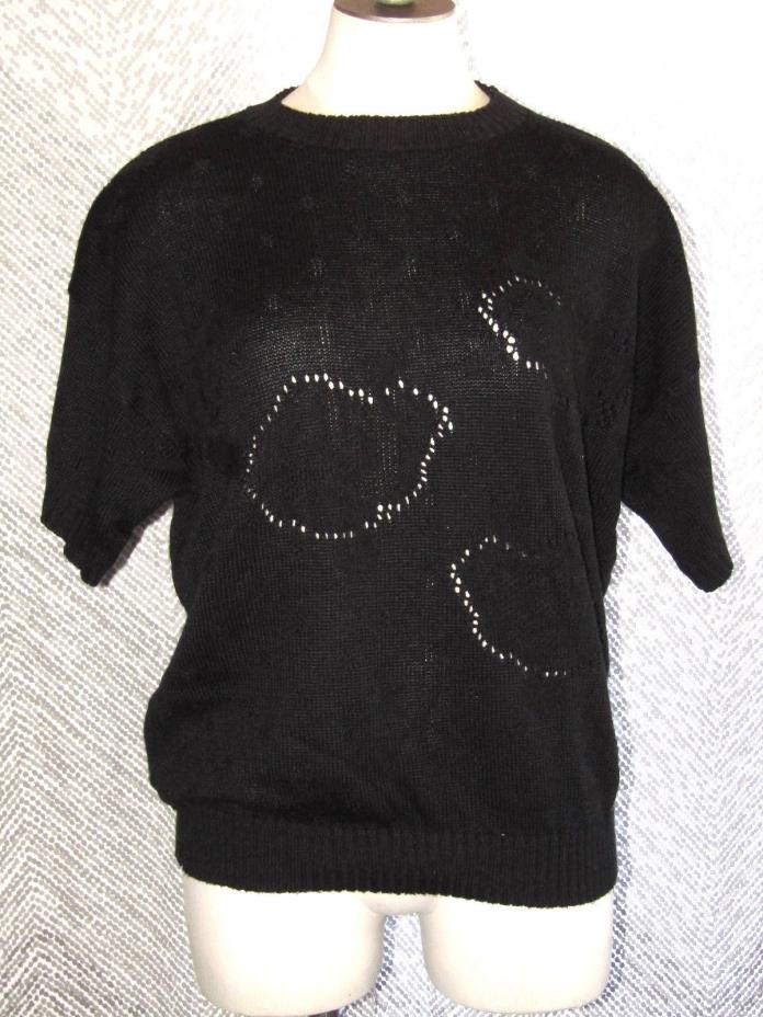 Vintage Women's Jennifer Michaels Black Knit See Through Sweater T-Shirt