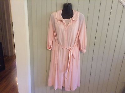 Vintage pink Gossard nightgown & Robe w/ flowers medium