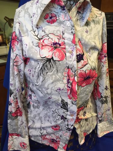 Vintage Trissi Blouse Floral Polyester Sz Small