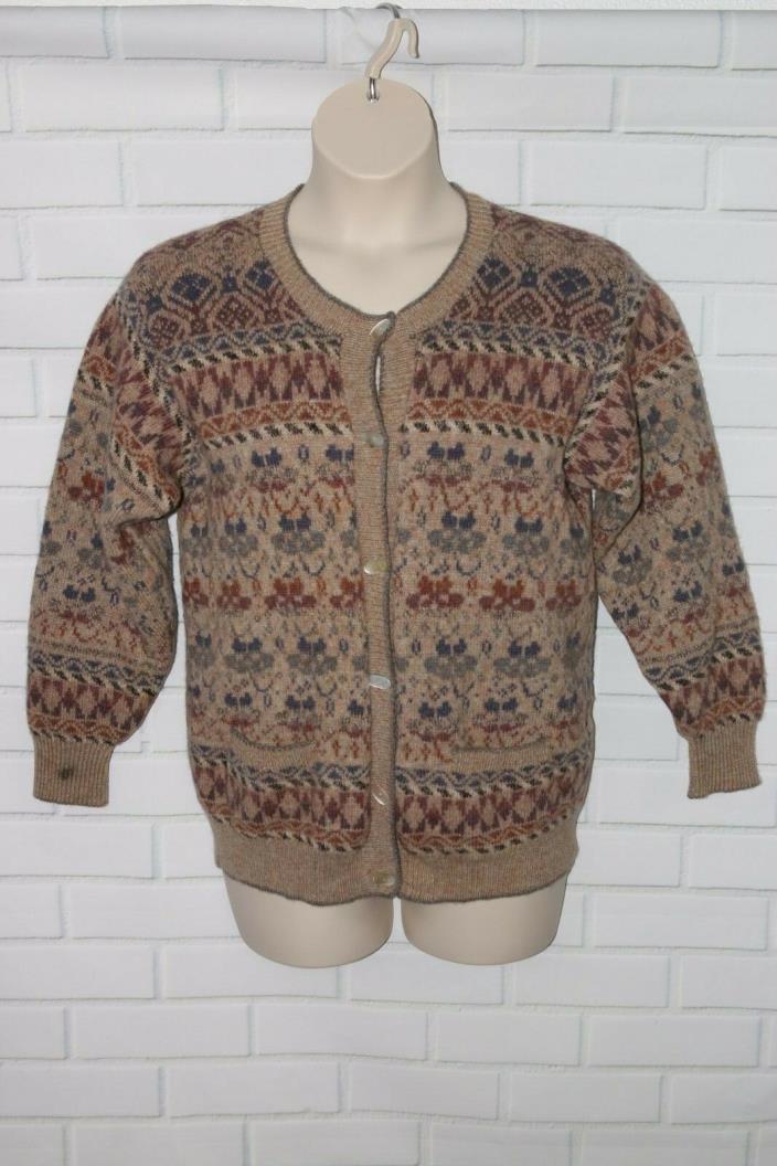 Vintage Woodward-Davey Sz M/L Hand Dyed/Knit Wool Button Cardigan Sweater