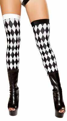 One Size Fits Most Womens Diamond Jester Leggings, Black And White Thigh Highs