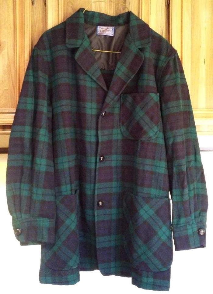 Pendleton Flannel Plaid Blazer Button Down Womens Size S 100% Pure Virgin Wool