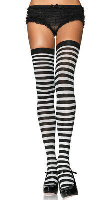 Queen Size Womens Plus Size Black And White Thigh High Stockings