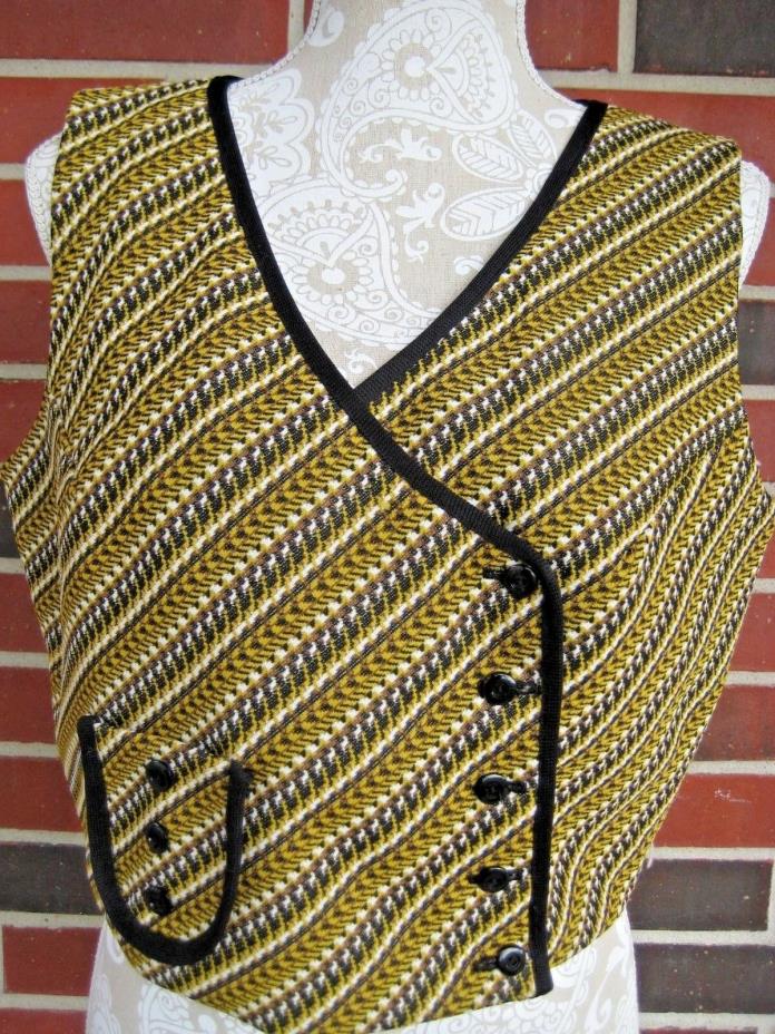 Vintage GIGI CREATIONS Women's Vest High Waist Size Medium Black Yellow White