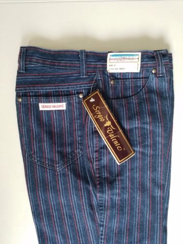 RARE VTG DEADSTOCK SERGIO VALENTE JEANS STRIPE HIGH WAIST SKINNY MOM Sz. 11