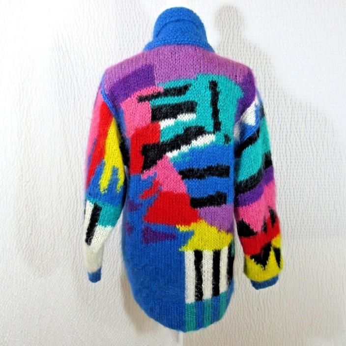 Vintage Mohair Cardigan Sweater Colorful Bold and Funky M Jena-lis