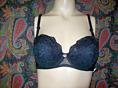 Vintage Frederick's Of Hollywood Black Extra Padded Push-up Bra Lingerie 36B