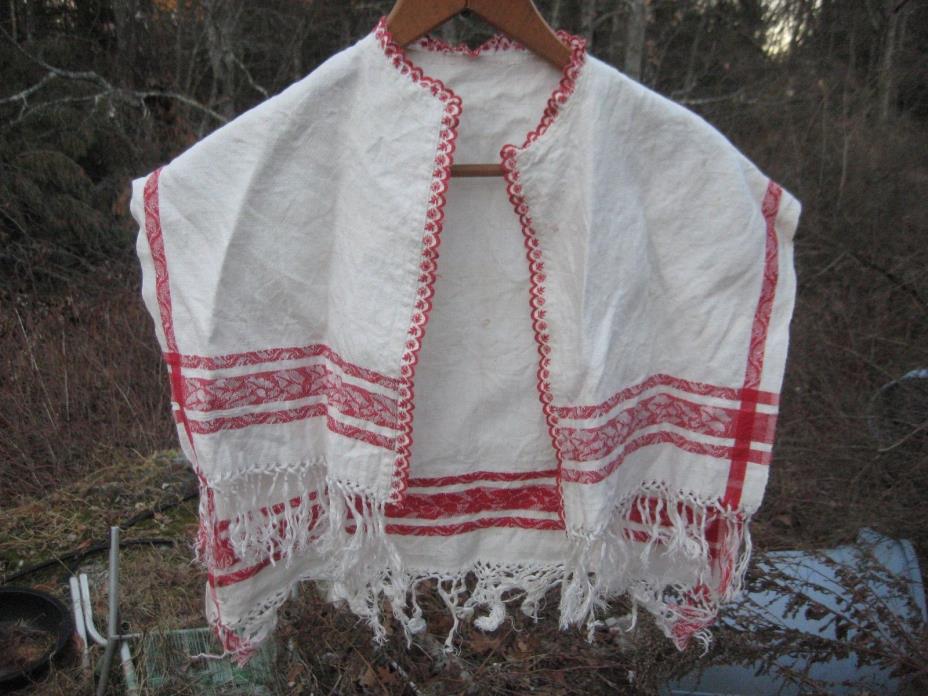 VICTORIAN  TURKEY RED LINEN SHAWL