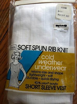 Vintage Sears Soft Spun Rib Knit Ladies Winter Underwear Short Sleeve MED - NOS