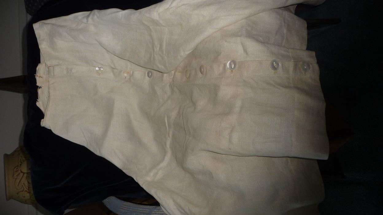 #104   Antique Victorian  EDWARDIAN WHITE Linen Skirt Button