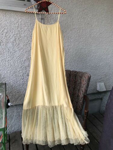 Vintage 90's Romantic Festival April Cornell Pale Yellow Crinoline Slip Dress~ S