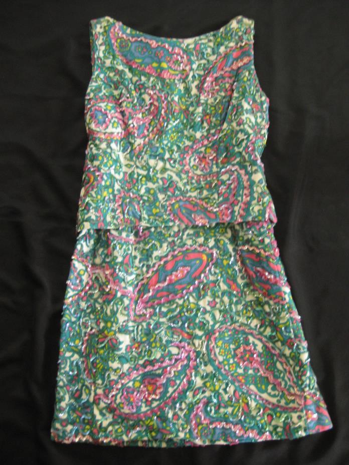 1960s BONWIT TELLER  2pc DRESS SEQUINS Shimmer PAISLEY