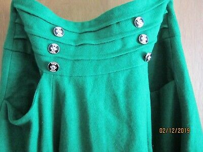 DOUG SHENG Felt Green SKIRT  Vintage Buttons Renaissance Victorian size S 35