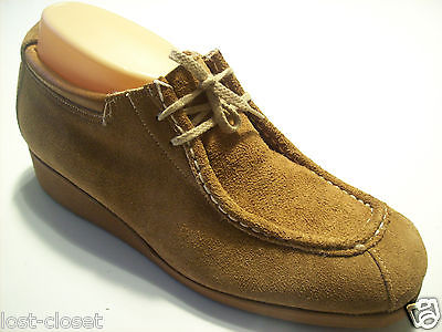 Vintage 60s Hipster Fashion Flairs Brown Suede Leather Oxford Shoe Size 7 W Wide