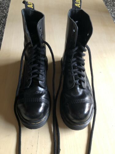 Vintage 90’s Made In England Black 10 Hole Steel-toe Dr Marten Boots