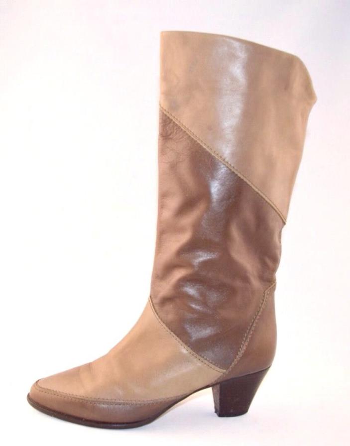 Vintage Peter Kaiser Boots Mid Calf Pull On 70s 80s Low Heel Womens Shoes 7.5