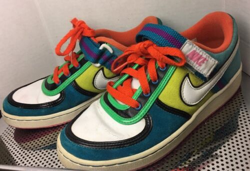 Nike 6.0 2009? Vtg Teal Suede & White Leather Swoosh NEON colors Size 7.5 Woman