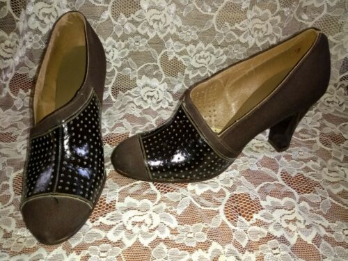 True Vintage Brown Suede Slip on Oxford Shoes Art Deco 1920/1930s