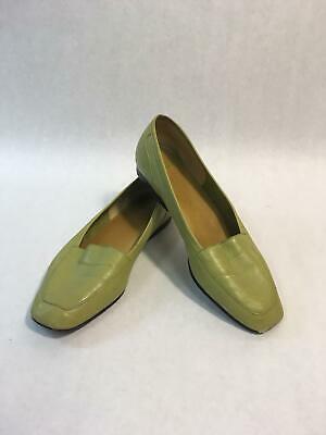 VINTAGE Green Leather ENZO ANGIOLINI Flats Loafers Womens Shoes Size 6