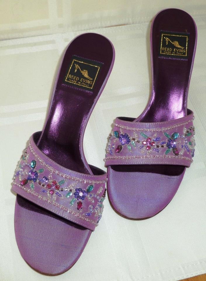 Reed Evins VERO CUOIO Light Purple Sandals Rhinestones Size 9-Italy-pre-owned