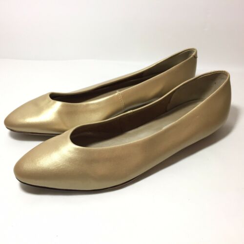 Partners Mervyns Vintage Leather Shoes Size 9 Women's Gold Ballet Flats